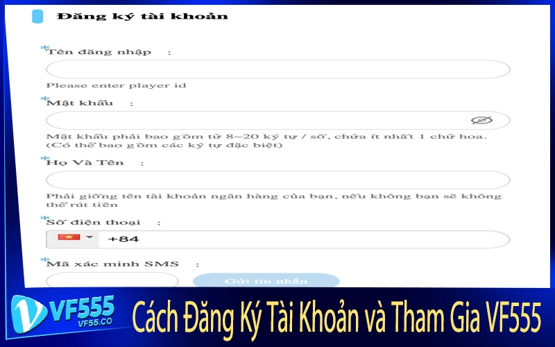 Cách Đăng Ký Tài Khoản và Tham Gia VF555